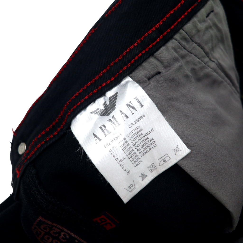 ARMANY JEANS Made in Italy Distressed Black Jeans Denim Pants Size 36 Cotton Tapered Stretch Zipper Fly