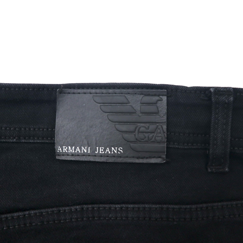 ARMANY JEANS Made in Italy Distressed Black Jeans Denim Pants Size 36 Cotton Tapered Stretch Zipper Fly