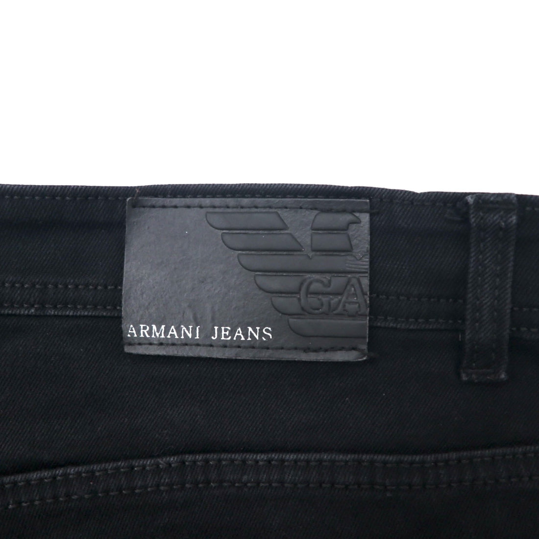 ARMANY JEANS Made in Italy Distressed Black Jeans Denim Pants Size 36 Cotton Tapered Stretch Zipper Fly