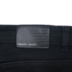 ARMANY JEANS Made in Italy Distressed Black Jeans Denim Pants Size 36 Cotton Tapered Stretch Zipper Fly