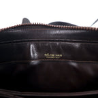 CELINE Old Macadam Shoulder Bag Brown Suede Leather Triomphe Logo Plate Made in Italy
