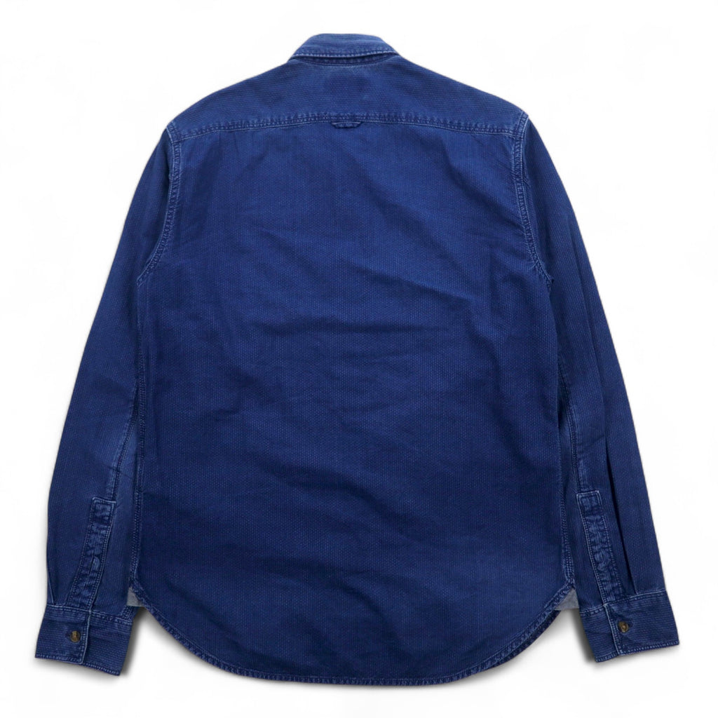 TIMBERLAND denim button-down shirt, M, indigo, blue, one-point logo embroidery