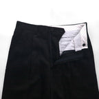 LANVIN 80年代 日本製 2タック ワイド コーデュロイ スラックス パンツ M ブラック