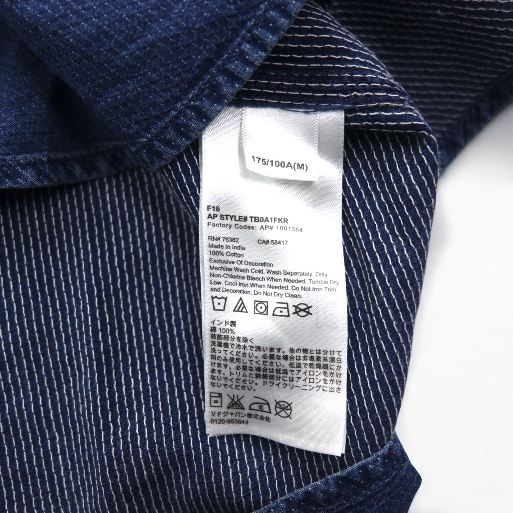 TIMBERLAND denim button-down shirt, M, indigo, blue, one-point logo embroidery