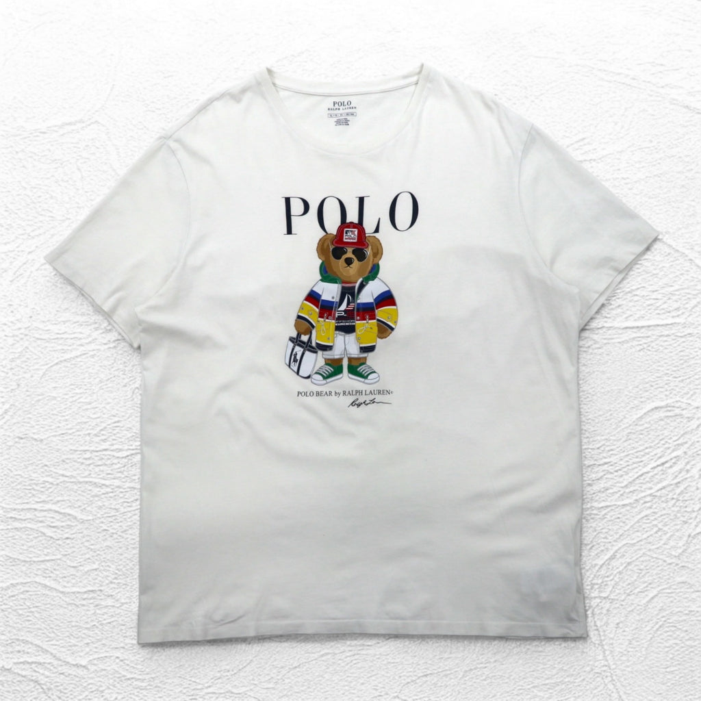 POLO RALPH LAUREN Polo Bear T-shirt, XL, white, cotton, made in Peru