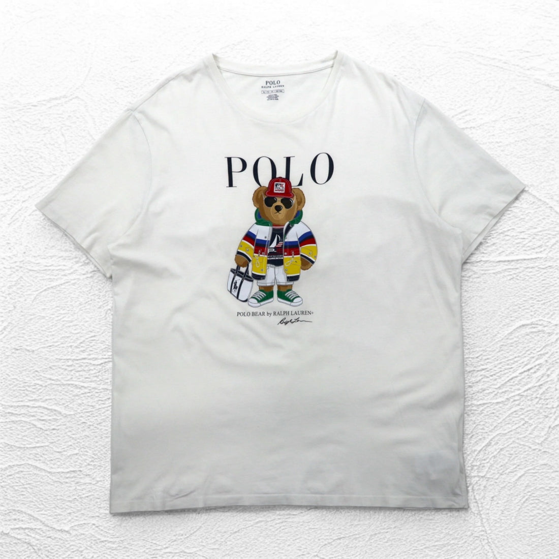 POLO RALPH LAUREN Polo Bear T-shirt, XL, white, cotton, made in Peru