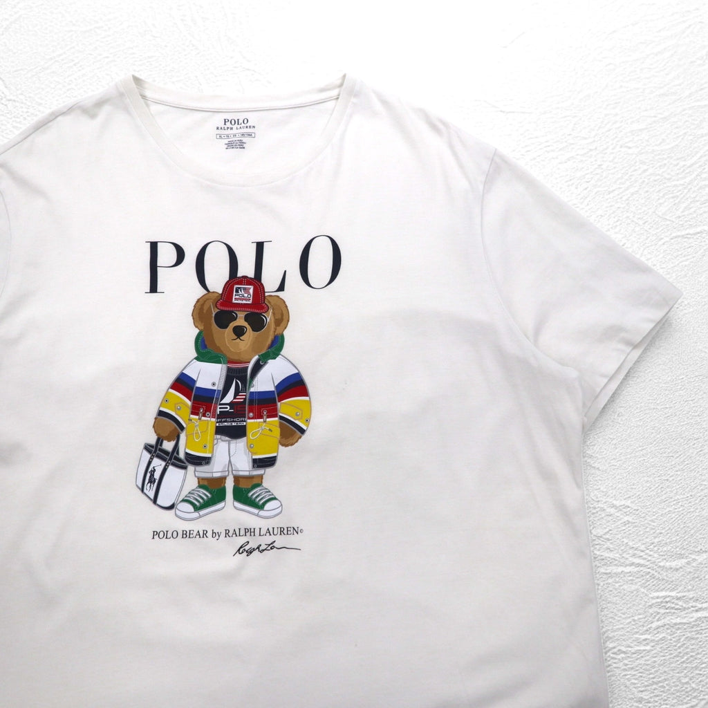 POLO RALPH LAUREN Polo Bear T-shirt, XL, white, cotton, made in Peru