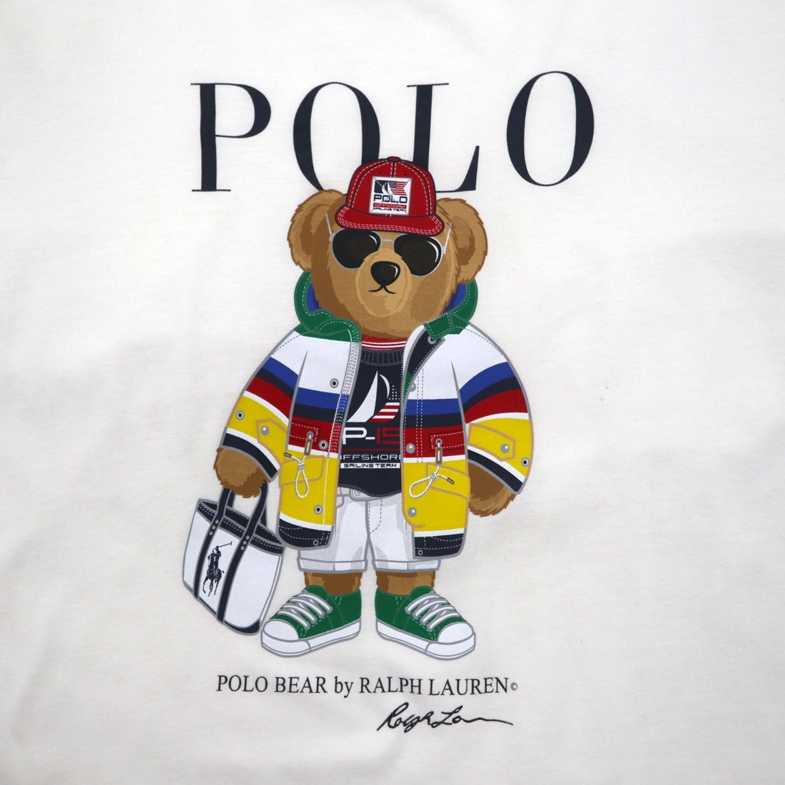POLO RALPH LAUREN Polo Bear T-shirt, XL, white, cotton, made in Peru