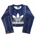 adidas originals cropped sweatshirt M navy polyester all-over print trefoil logo Cirande Sweat AY6896