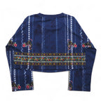 adidas originals cropped sweatshirt M navy polyester all-over print trefoil logo Cirande Sweat AY6896