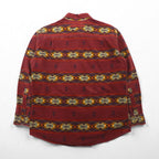 Woolrich ネイティブ柄 ワークシャツ M ボルドー 総柄 コットン 胸ポケット AZTEC STRIPE