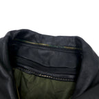 Made in France 70s CUIRS VANIFOSSE A-2 Leather Flight Jacket XL Black Leather ECLAIR Zipper Epaulettes Removable Quilted Liner