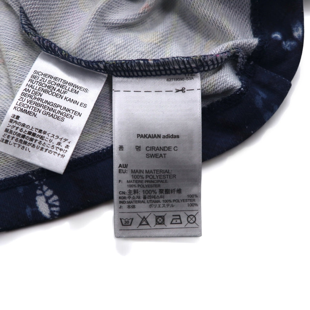 adidas originals cropped sweatshirt M navy polyester all-over print trefoil logo Cirande Sweat AY6896