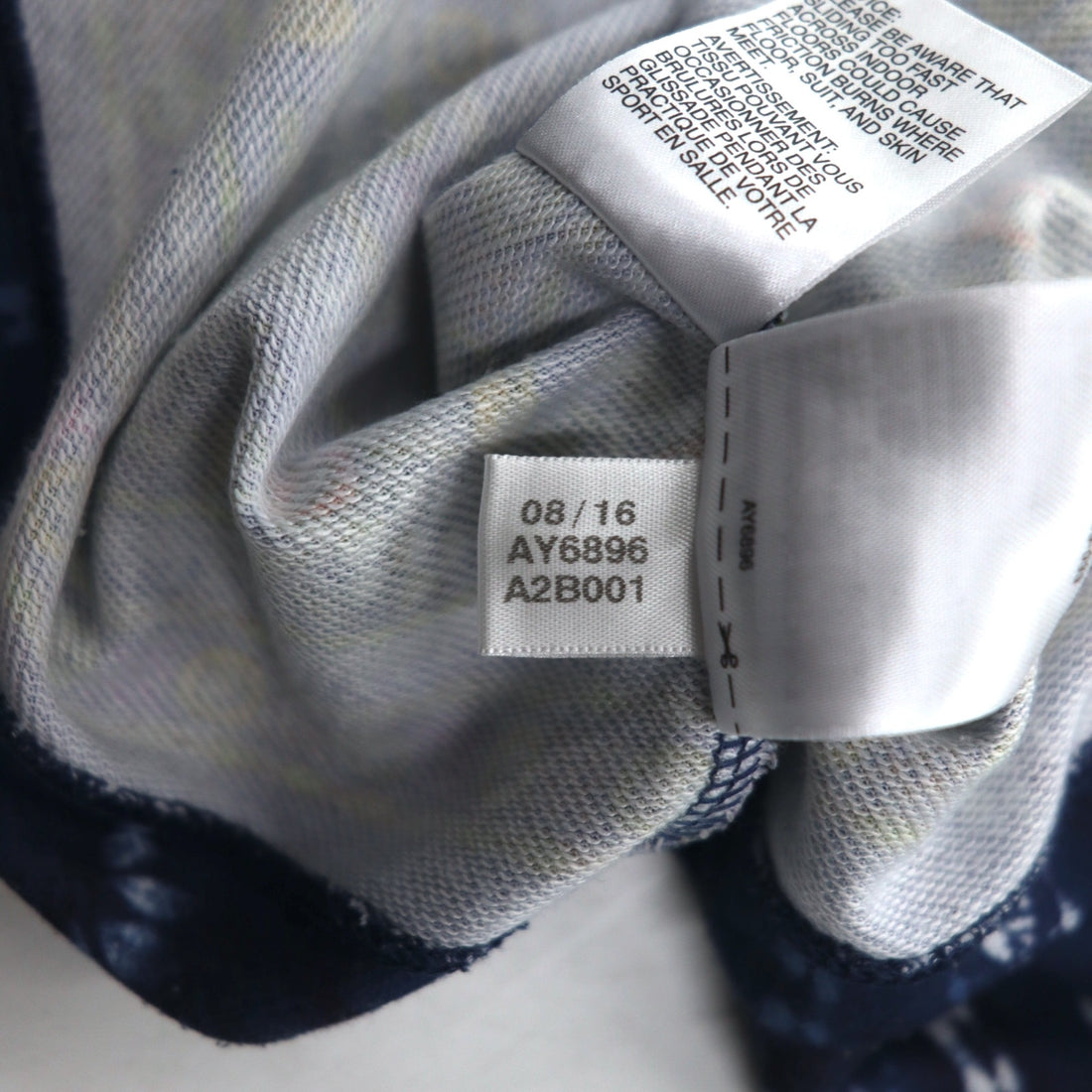 adidas originals cropped sweatshirt M navy polyester all-over print trefoil logo Cirande Sweat AY6896