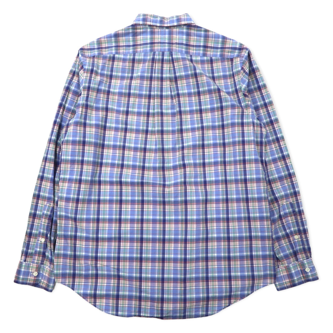 RALPH LAUREN Button-down shirt L Blue Check Cotton Small Pony Embroidery