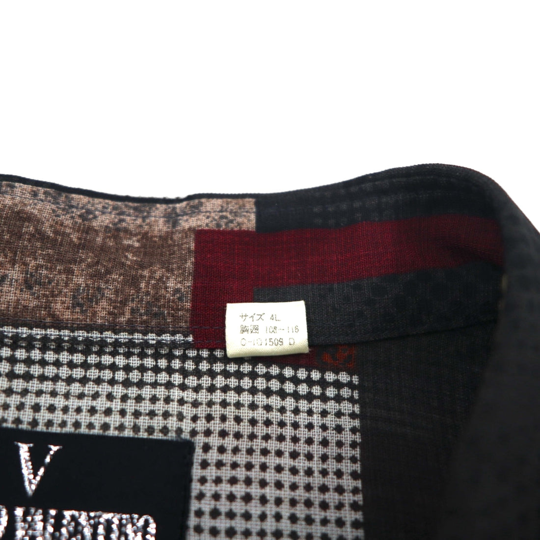 90s Big Size Short Sleeve Retro All-Over Print Polyester Shirt CLAUDIO VALENTINO 4XL Black All-Over Print
