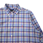 RALPH LAUREN Button-down shirt L Blue Check Cotton Small Pony Embroidery