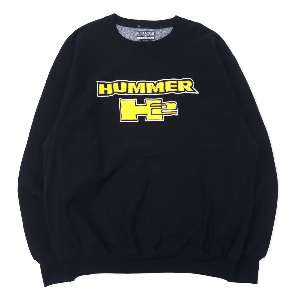 日本然リトテ-古着オンライン-STEVE & BARRY'S リバースウィーブ スウェット XL ブラック コットン 裏起毛 HUMMER ビッグサイズ-STEVE & BARRY'S Reverse Weave Sweatshirt XL Black Cotton brushed lining HUMMER Big Size