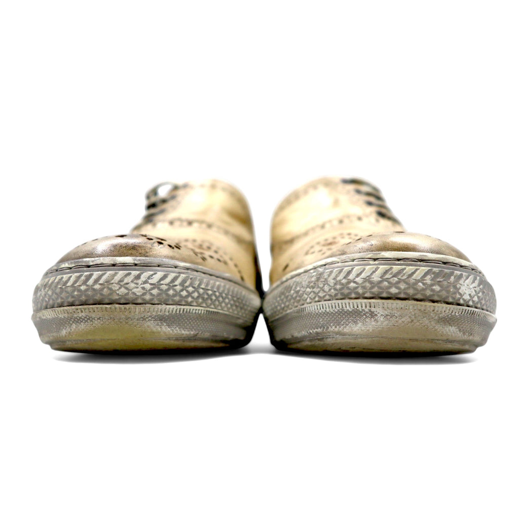 ALEXANDER McQUEEN Vintage Distressed Skull Medallion Shoes Leather Sneakers 27cm Beige Leather Skull 7879