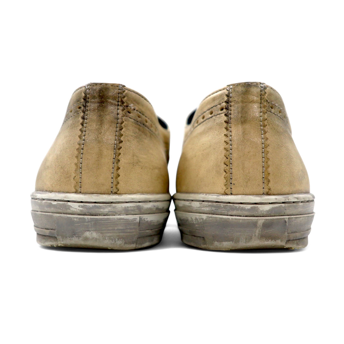 ALEXANDER McQUEEN Vintage Distressed Skull Medallion Shoes Leather Sneakers 27cm Beige Leather Skull 7879