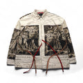 Leh Haori Shirt, Size L, Beige, All-Over Print, Indian Cotton, Art Graphics, 945