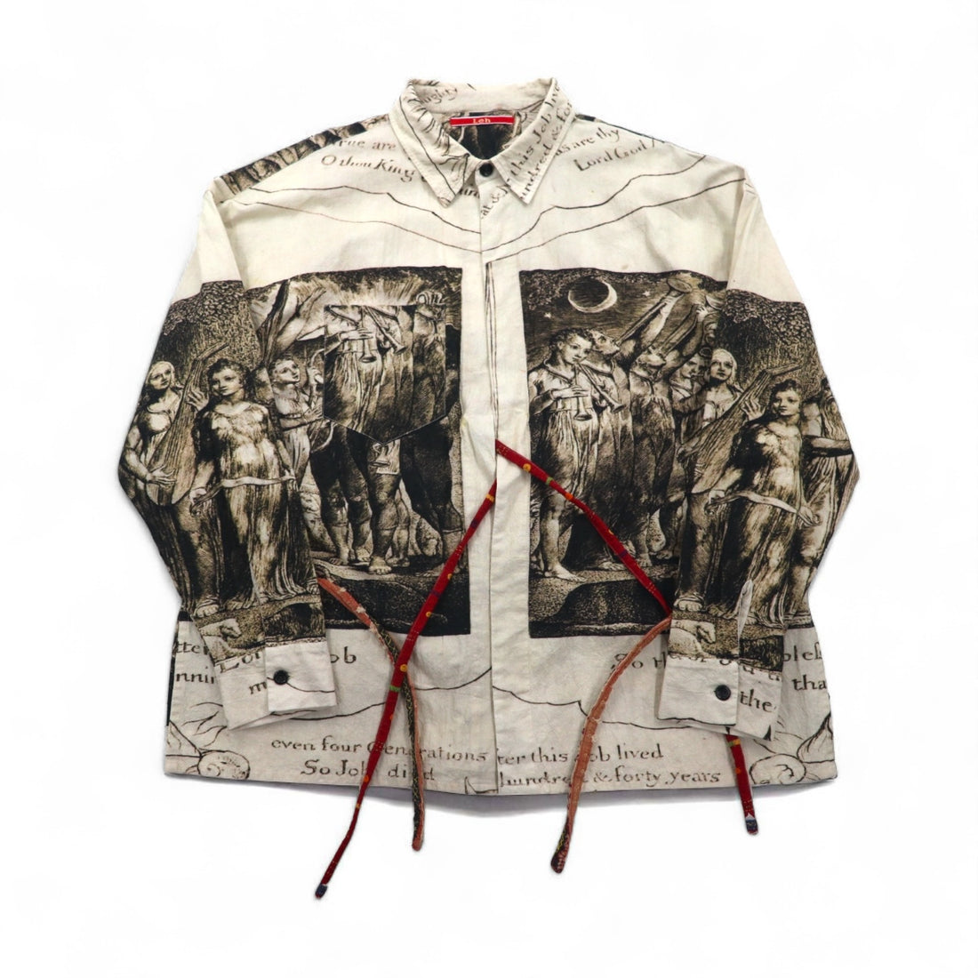 Leh Haori Shirt, Size L, Beige, All-Over Print, Indian Cotton, Art Graphics, 945
