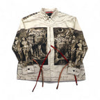 Leh Haori Shirt, Size L, Beige, All-Over Print, Indian Cotton, Art Graphics, 945