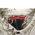 Leh Haori Shirt, Size L, Beige, All-Over Print, Indian Cotton, Art Graphics, 945