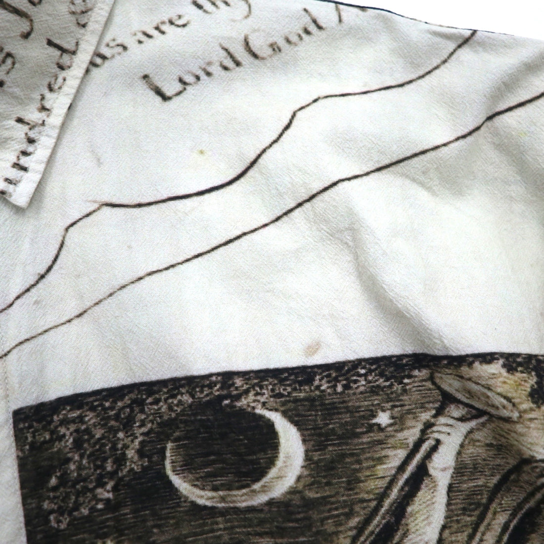 Leh Haori Shirt, Size L, Beige, All-Over Print, Indian Cotton, Art Graphics, 945