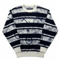 Vintage 90s Retro Striped Sweater WHIVY Linen Knit Sweater M White Border All-over Pattern Hemp
