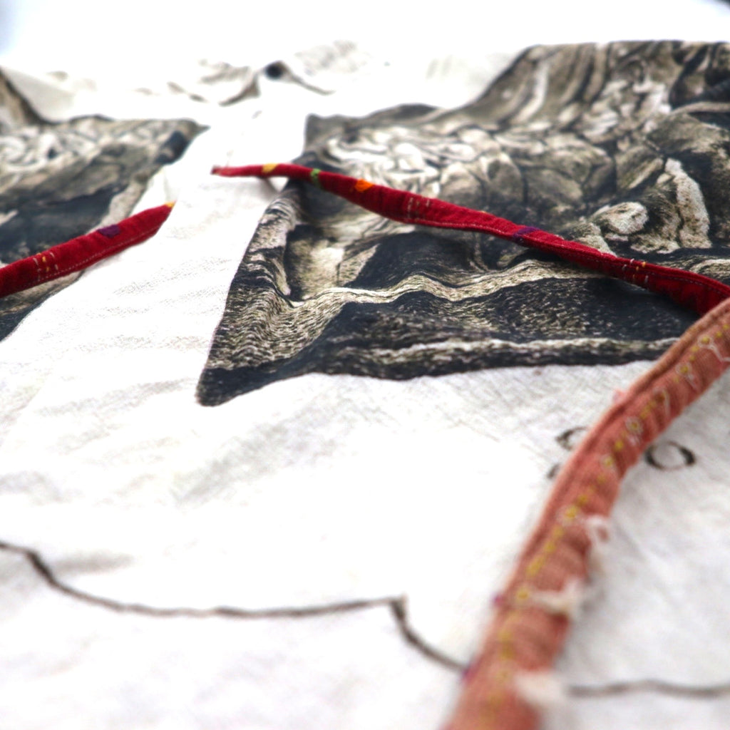Leh Haori Shirt, Size L, Beige, All-Over Print, Indian Cotton, Art Graphics, 945
