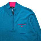 BURBERRY BLACK LABEL Half-Zip Driver's Knit Sweater, Size L, Lambswool, with Chest Pocket