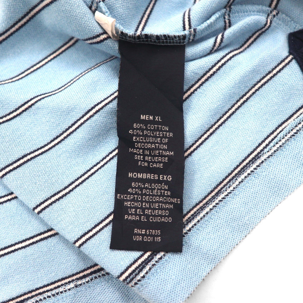 NAUTICA クラシックフィット ポロシャツ XL ブルー ボーダー CLASSIC FIT ワンポイントロゴ刺繍