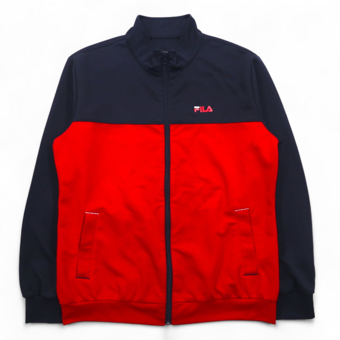 FILA トラックジャケット ジャージ セットアップ L ネイビー レッド ポリエステル