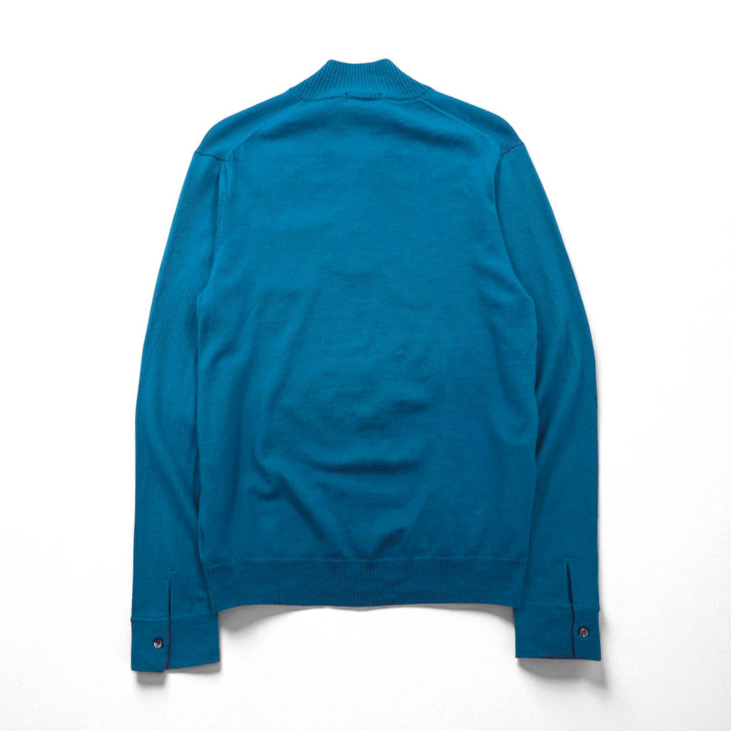 BURBERRY BLACK LABEL Half-Zip Driver's Knit Sweater, Size L, Lambswool, with Chest Pocket