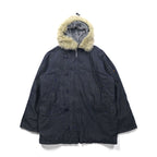 ALPHA INDUSTRIES N-3B Denim Flight Jacket, XL, with Boa Liner and Detachable Fur Lining