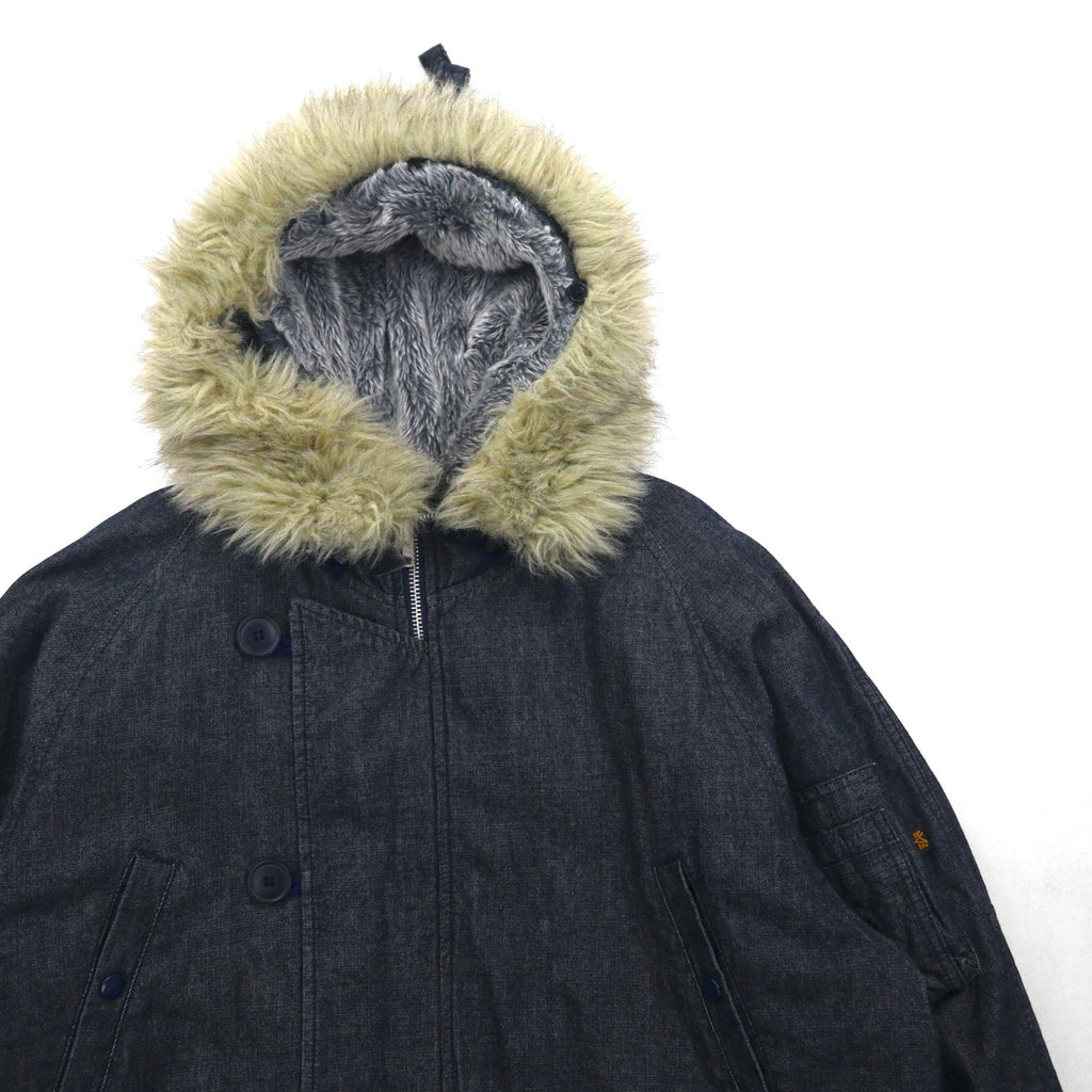ALPHA INDUSTRIES N-3B Denim Flight Jacket, XL, with Boa Liner and Detachable Fur Lining