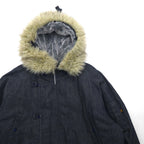 ALPHA INDUSTRIES N-3B Denim Flight Jacket, XL, with Boa Liner and Detachable Fur Lining