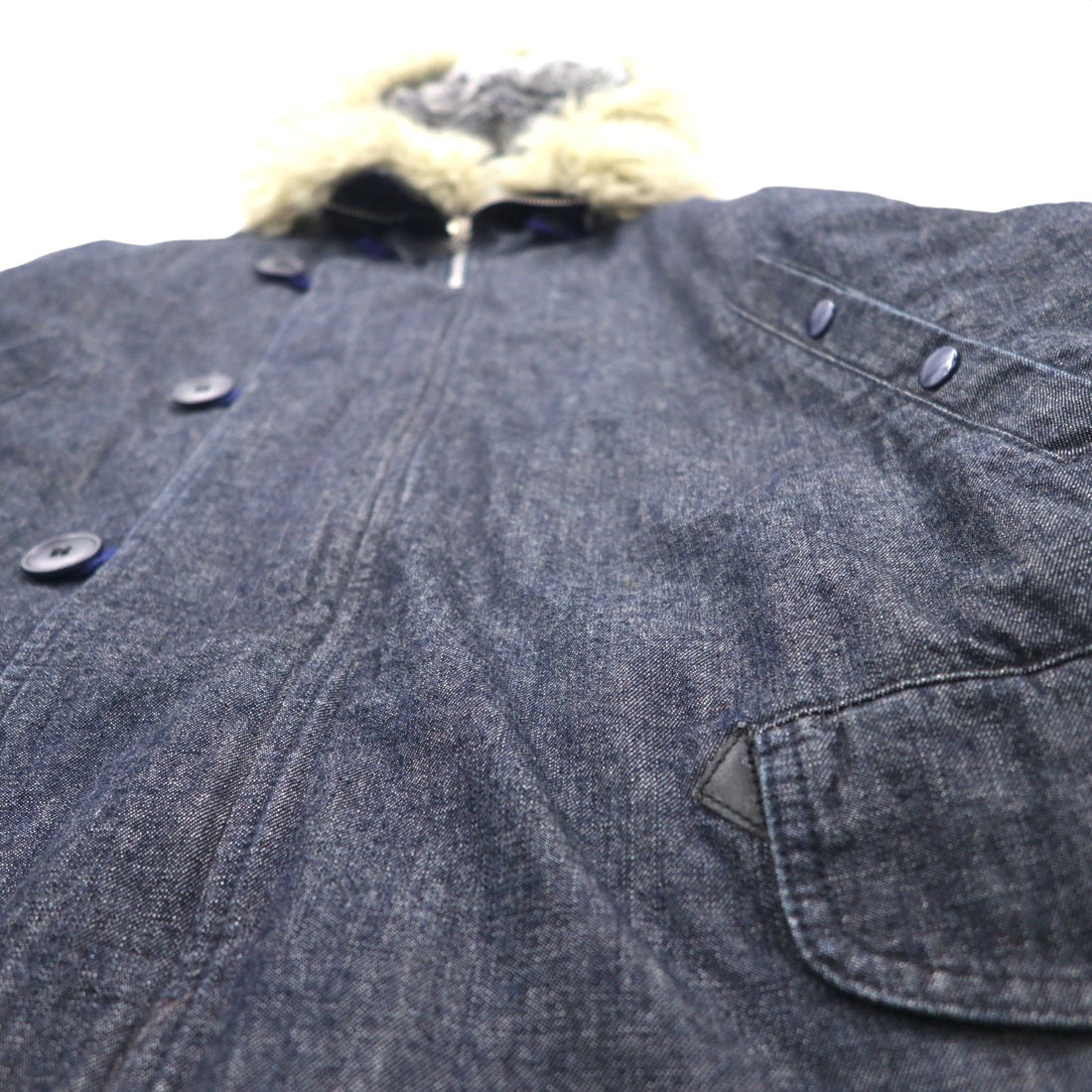 ALPHA INDUSTRIES N-3B Denim Flight Jacket, XL, with Boa Liner and Detachable Fur Lining