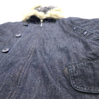ALPHA INDUSTRIES N-3B Denim Flight Jacket, XL, with Boa Liner and Detachable Fur Lining