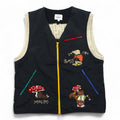 Castelbajac sport Made in Italy 90s Different material switching Full zip vest M Black Character embroidery