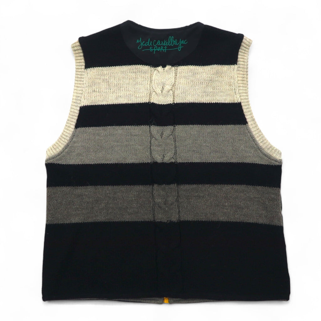 Castelbajac sport Made in Italy 90s Different material switching Full zip vest M Black Character embroidery
