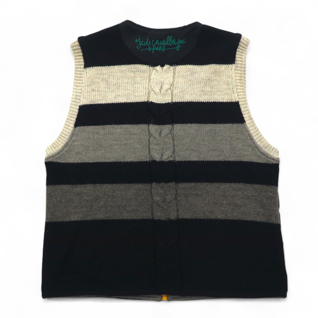 Castelbajac sport Made in Italy 90s Different material switching Full zip vest M Black Character embroidery