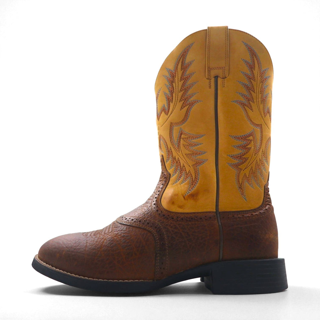 ARIAT カウボーイ ウエスタンブーツ 26cm ツートーン HERITAGE STOCKMAN グッドイヤーウェルト製法 カービング ステッチ 刺繍 ローパー 10002247