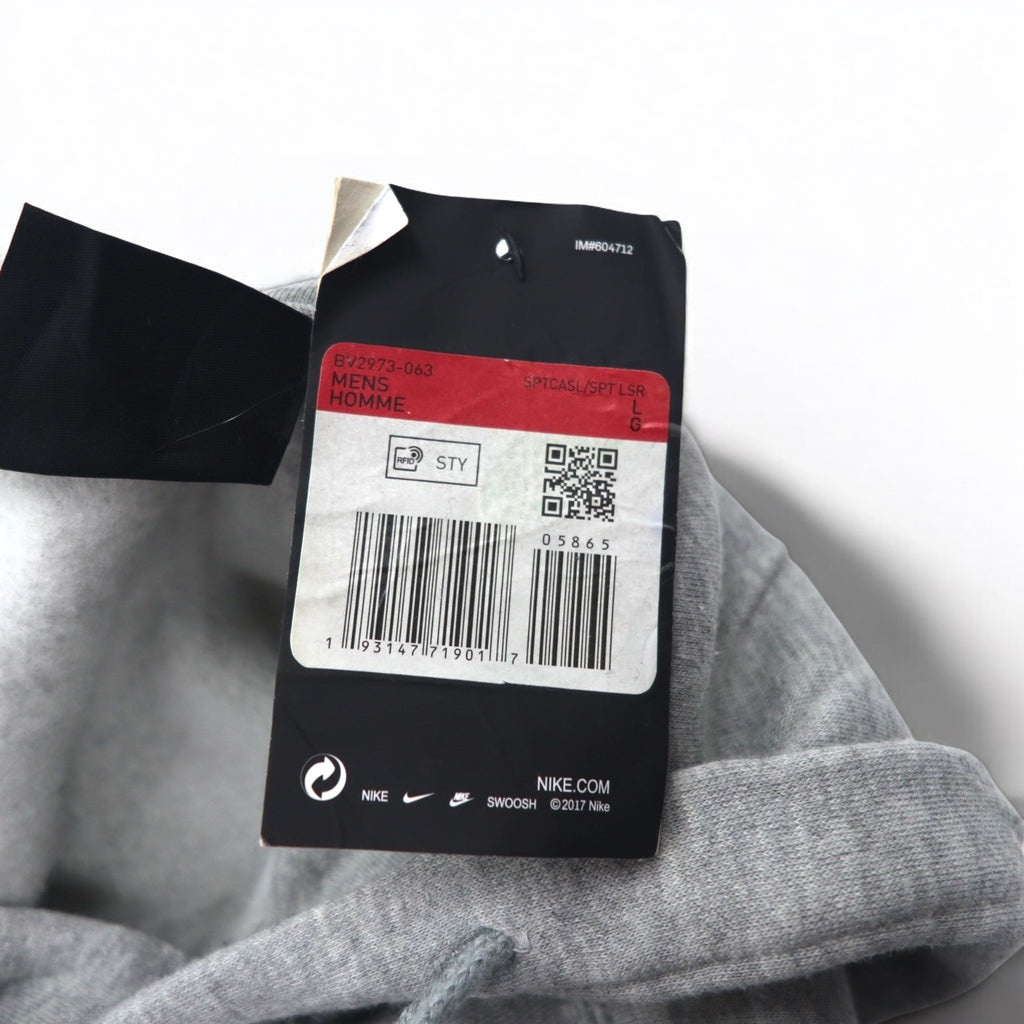 NIKE Swoosh Logo Print Pullover Hoodie L Grey NSW CLUB HOODIE BV2973-063 Made in Pakistan Unused