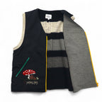 Castelbajac sport Made in Italy 90s Different material switching Full zip vest M Black Character embroidery