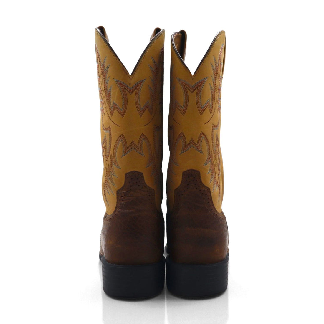 ARIAT Heritage Stockman Cowboy Western Boots, Size 26cm, Two-Tone, Goodyear Welt Construction, Carved Stitching, Embroidery, Roper Boots, 10002247
