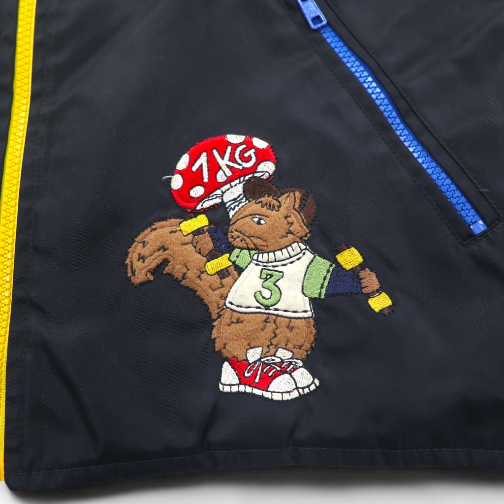 Castelbajac sport Made in Italy 90s Different material switching Full zip vest M Black Character embroidery