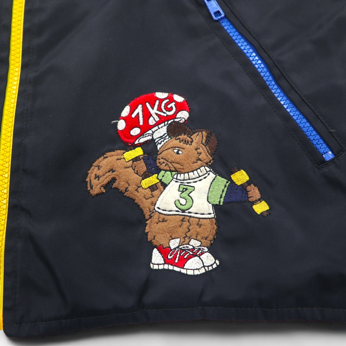 Castelbajac sport Made in Italy 90s Different material switching Full zip vest M Black Character embroidery