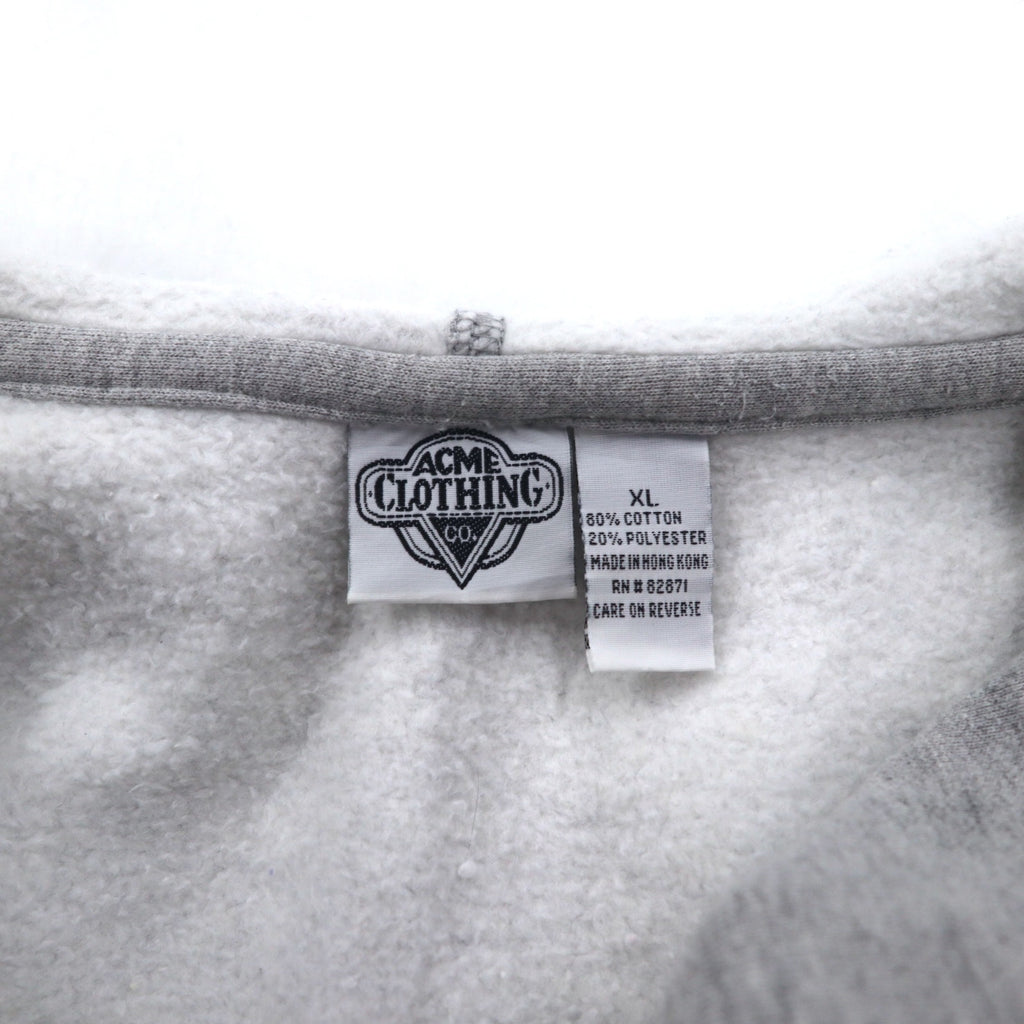 WARNER BROS. 90s Looney Tunes Character Embroidery Half Zip Hoodie XL Gray ACME CLOTHING CO.